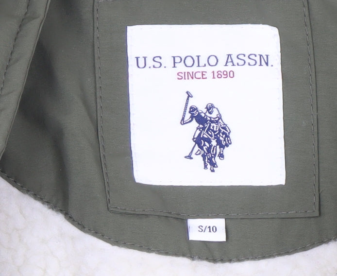 Womens UK Size 10 Regular U.S. Polo Assn. Green Nylon Coat