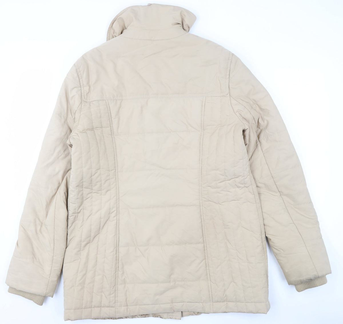 Hobbs Women's Beige Quilted Mid-Length Coat Size 14