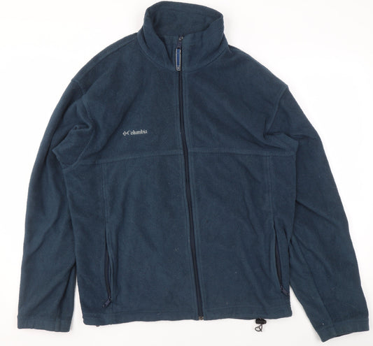 Columbia Mens Blue Fleece Full Zip Jacket Size L Outdoor Casual