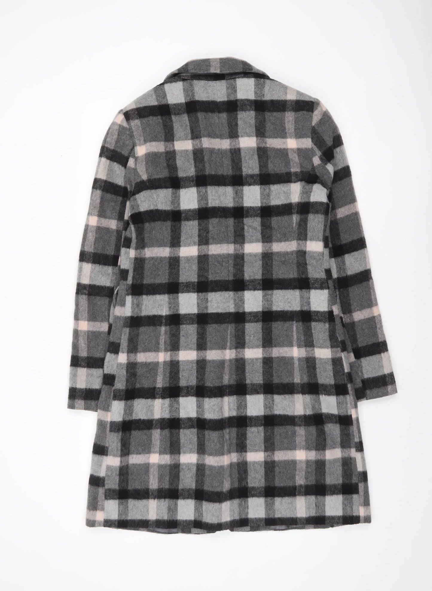Principles by Ben de Lisi Women's Grey Checked Wool Blend Mid-Length Coat Size 10
