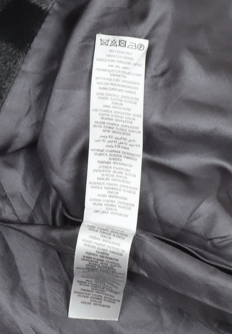 Principles by Ben de Lisi Women's Grey Checked Wool Blend Mid-Length Coat Size 10