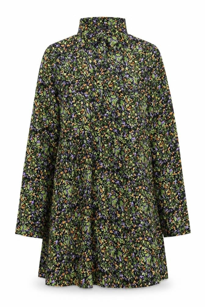 Boohoo Women's Multicoloured Floral High Neck Long Sleeve Shift Dress Size 10