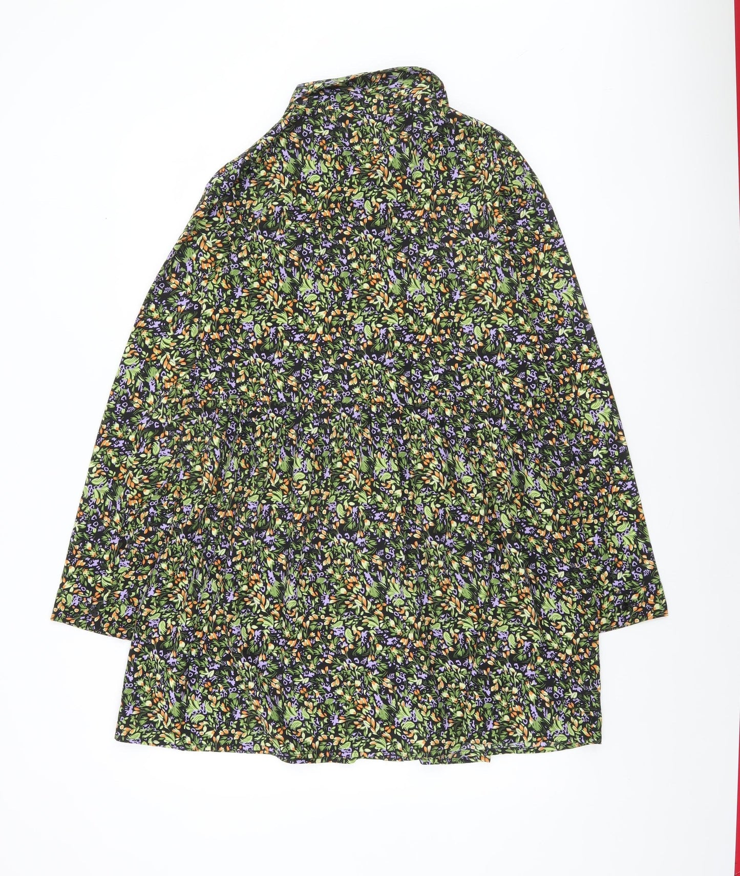 Boohoo Women's Multicoloured Floral High Neck Long Sleeve Shift Dress Size 10