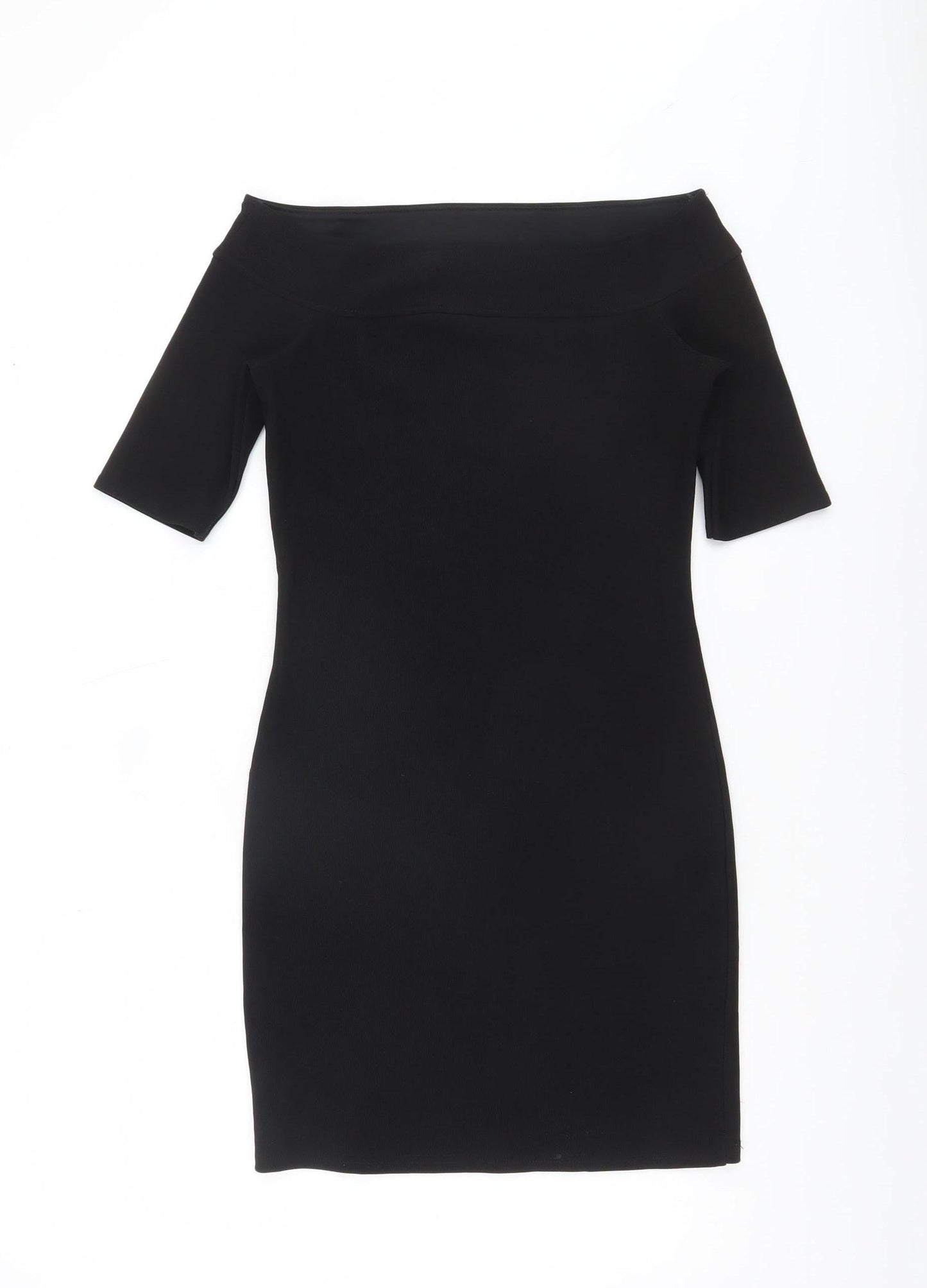 River Island Women’s Black Off Shoulder Bodycon Dress Size 8