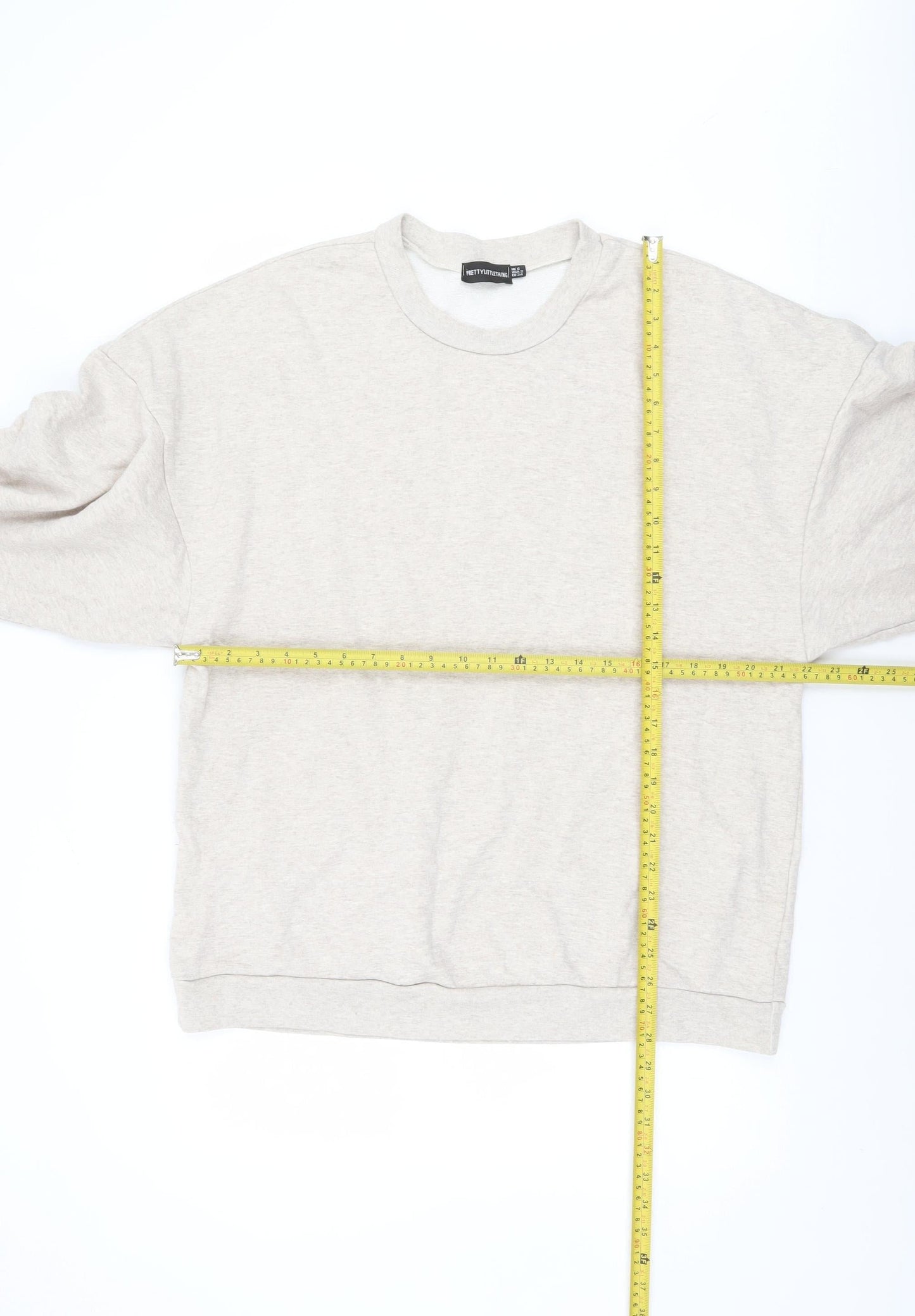 PrettyLittleThing Women’s Beige Graphic Pullover Sweatshirt UK 6