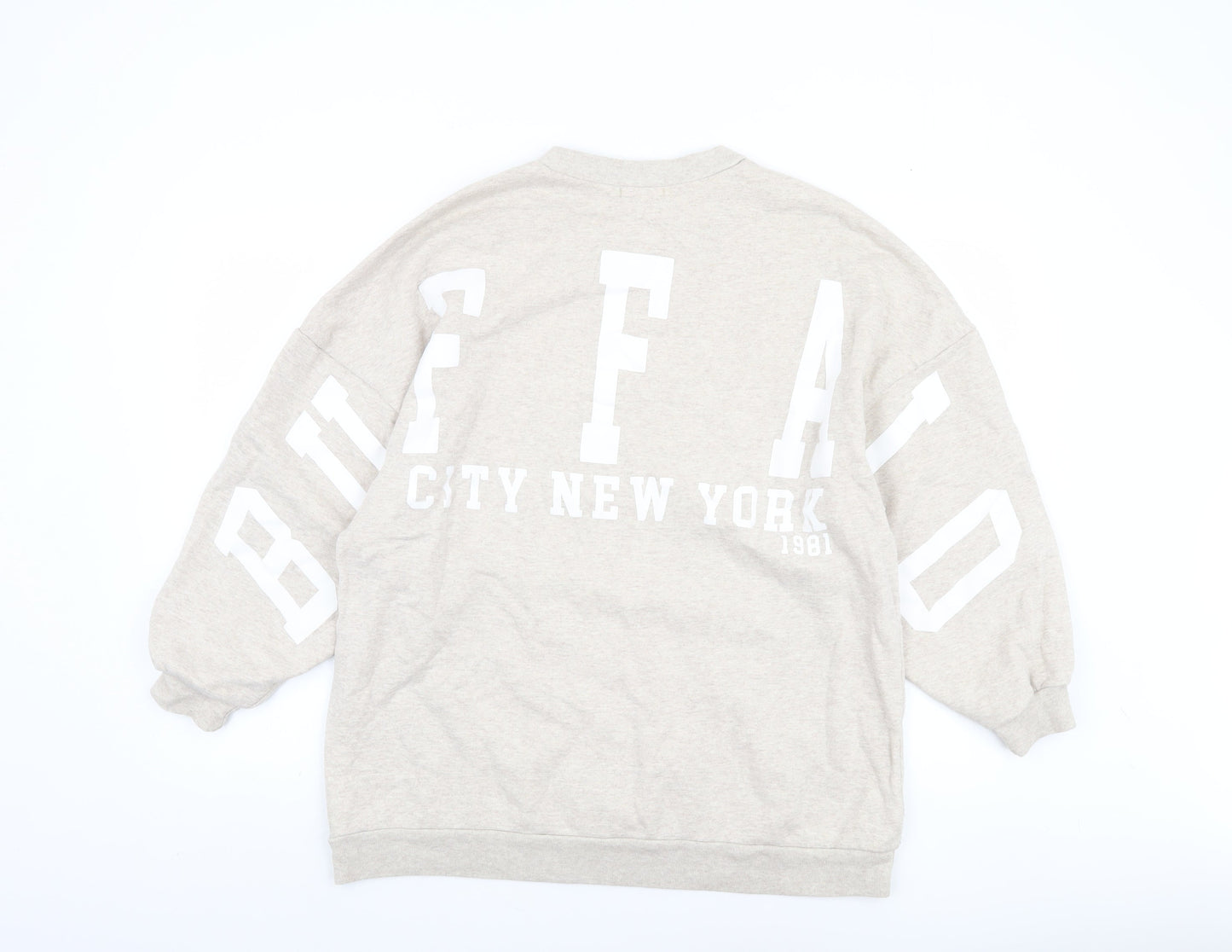 PrettyLittleThing Women’s Beige Graphic Pullover Sweatshirt UK 6
