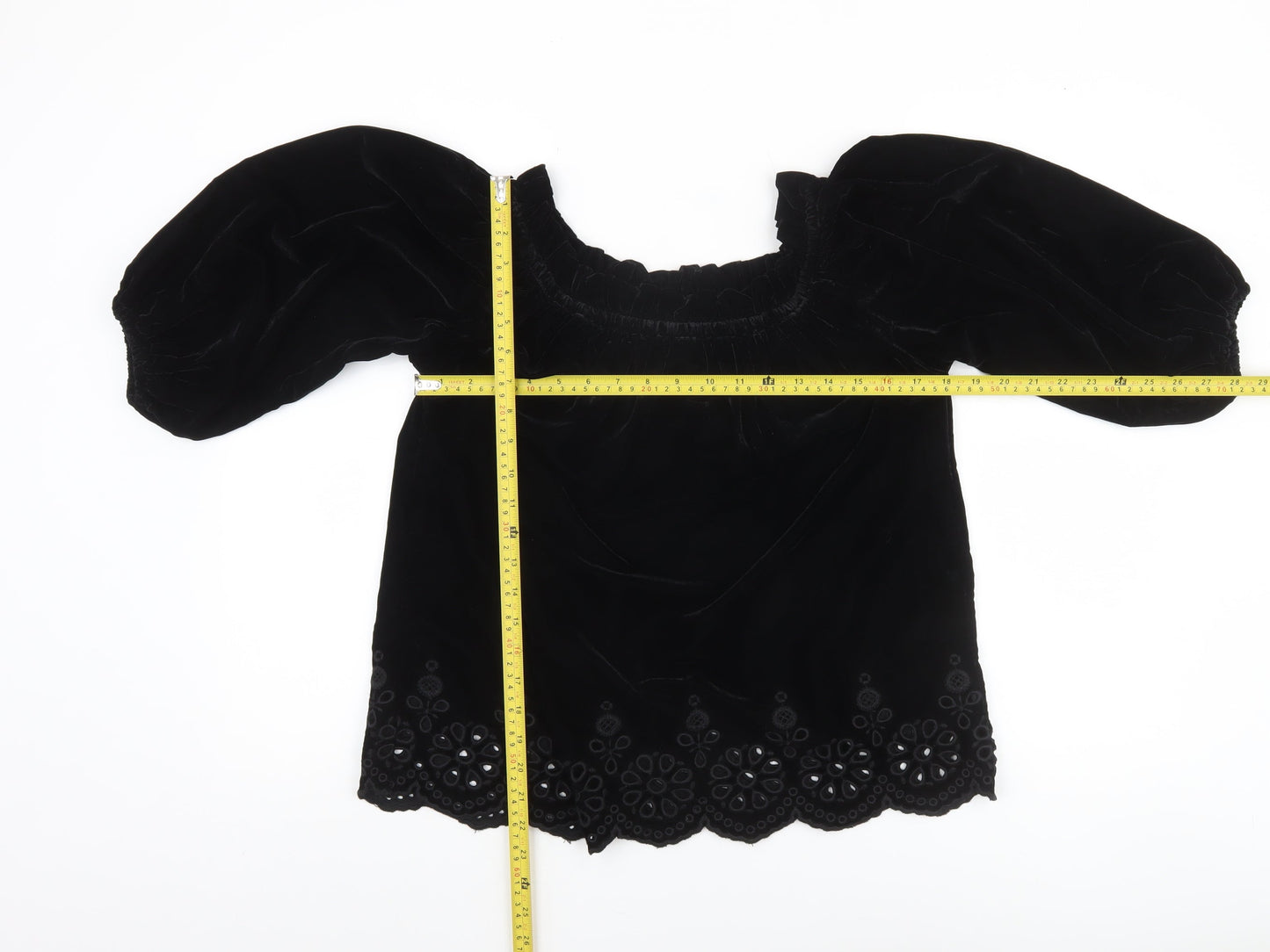 River Island Women’s Black Velvet Off Shoulder Blouse Size 10