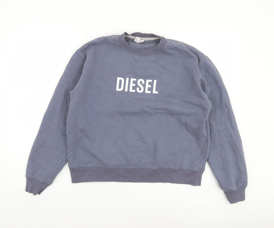Womens UK S Regular Diesel Blue Pullover Sweatshirt