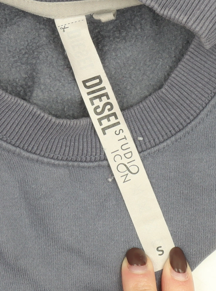Womens UK S Regular Diesel Blue Pullover Sweatshirt