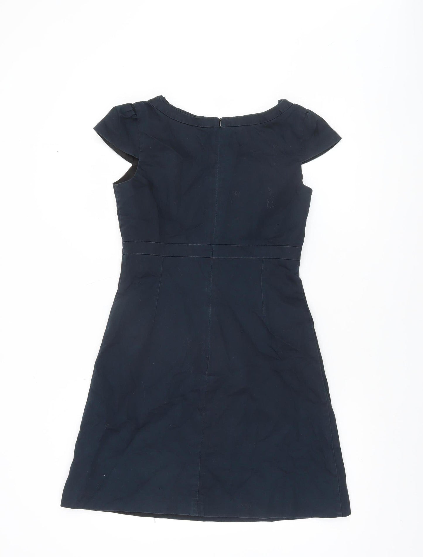 Oasis Womens Black A-Line Knee Length Dress Size 8 Short Sleeve