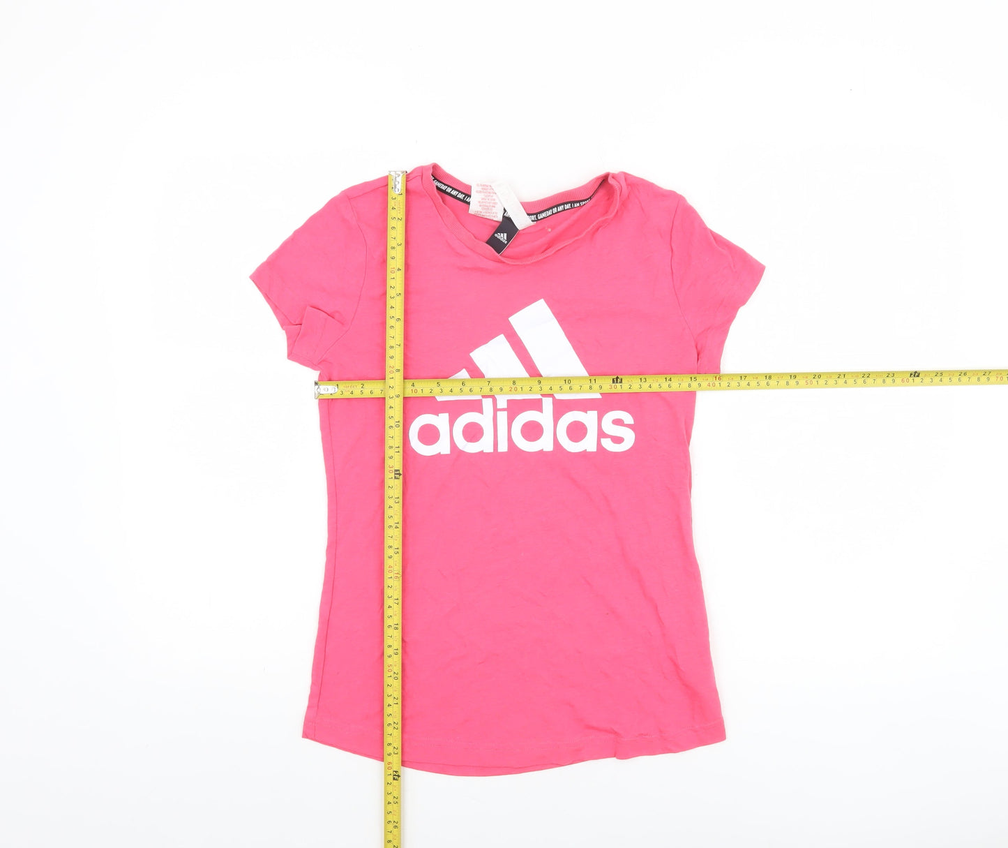 Adidas Girls Pink Logo T-Shirt 13-14 Years Lightweight Casual Top