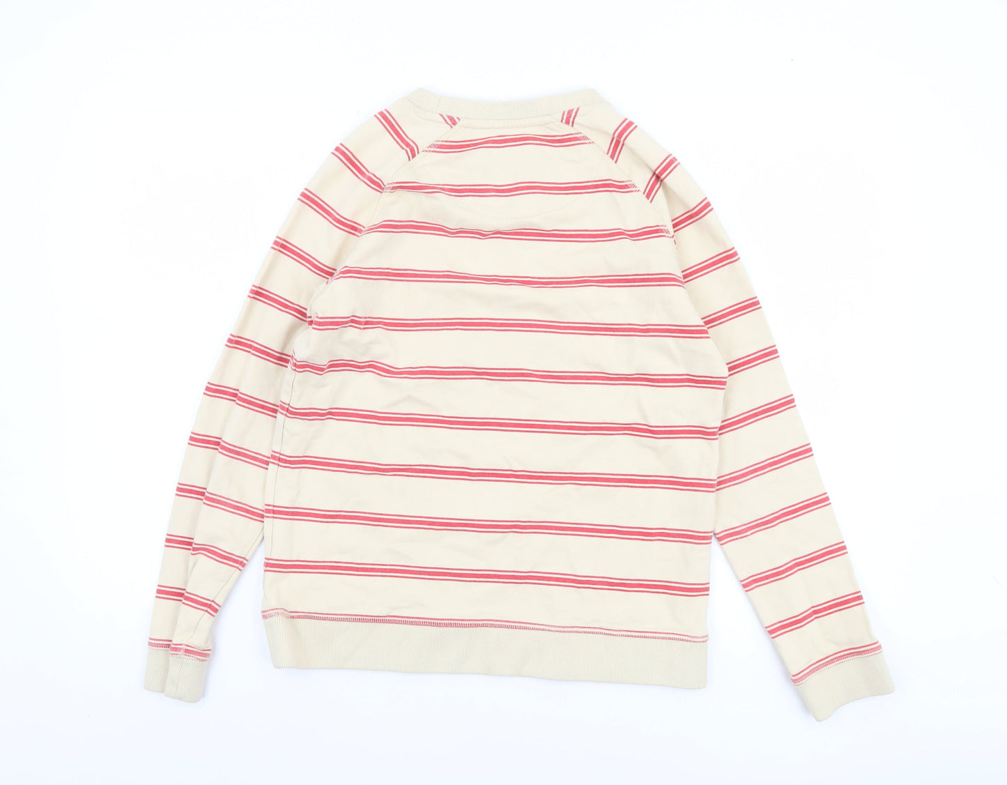 Crew Clothing Women Beige Red Stripe Cotton Pullover Sweatshirt Size 10
