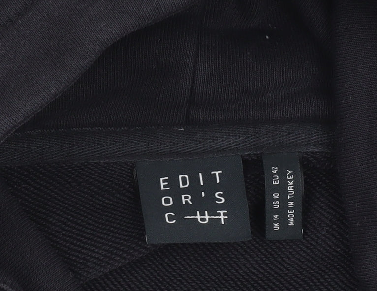 Editor's Cut Womens Black Size 14 Funnel Neck Pullover Sweatshirt