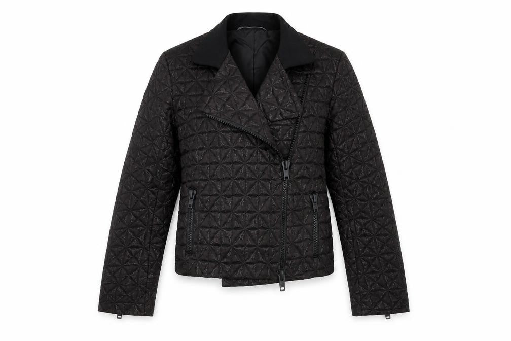 Zambesi Womens Black Quilted Biker Jacket Size 10 Lined Zip Detail