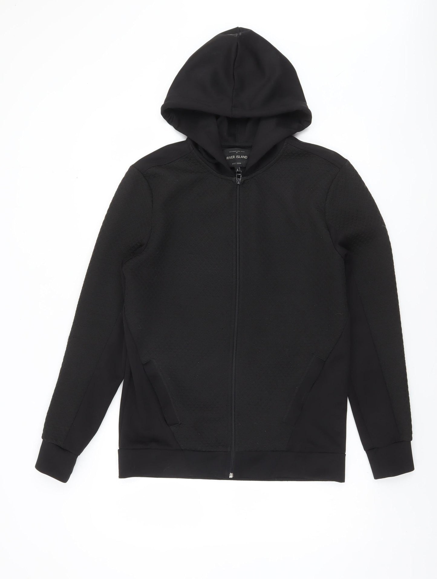 River Island Men’s Black Full Zip Hoodie Size S