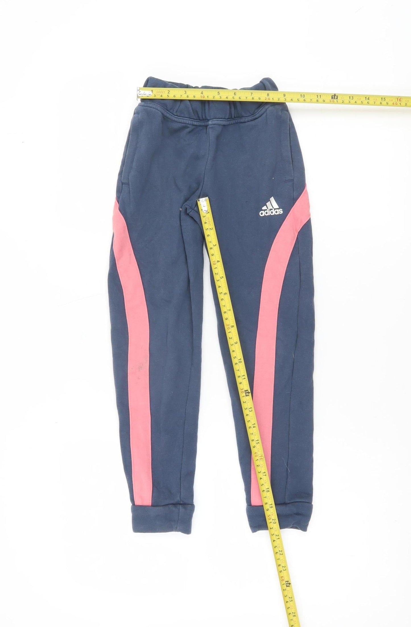 Adidas Boys Blue Jogger Trousers 7-8 Years Elastic Waist Activewear