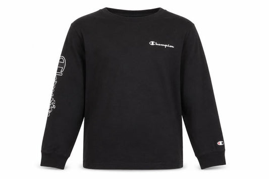 Champion Boys Black Long Sleeve Crew Neck T-Shirt Size 9-10 Years