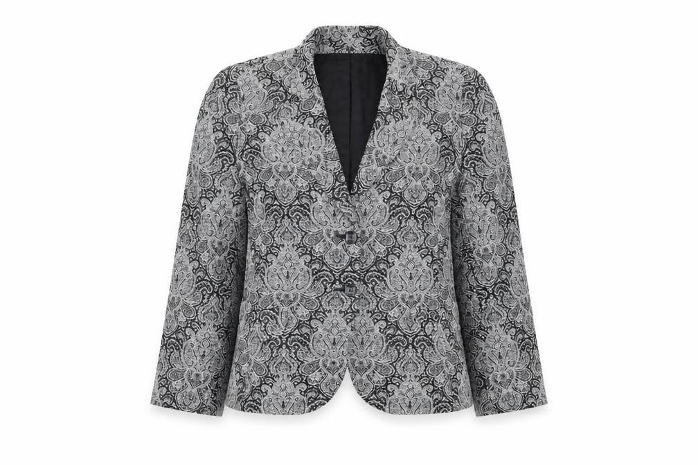 Jessica Women’s Black Paisley Cotton Blend Lined Blazer Size 12