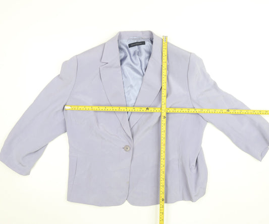 Windsmoor Womens Purple 3/4 Sleeve Lined Blazer Size 14
