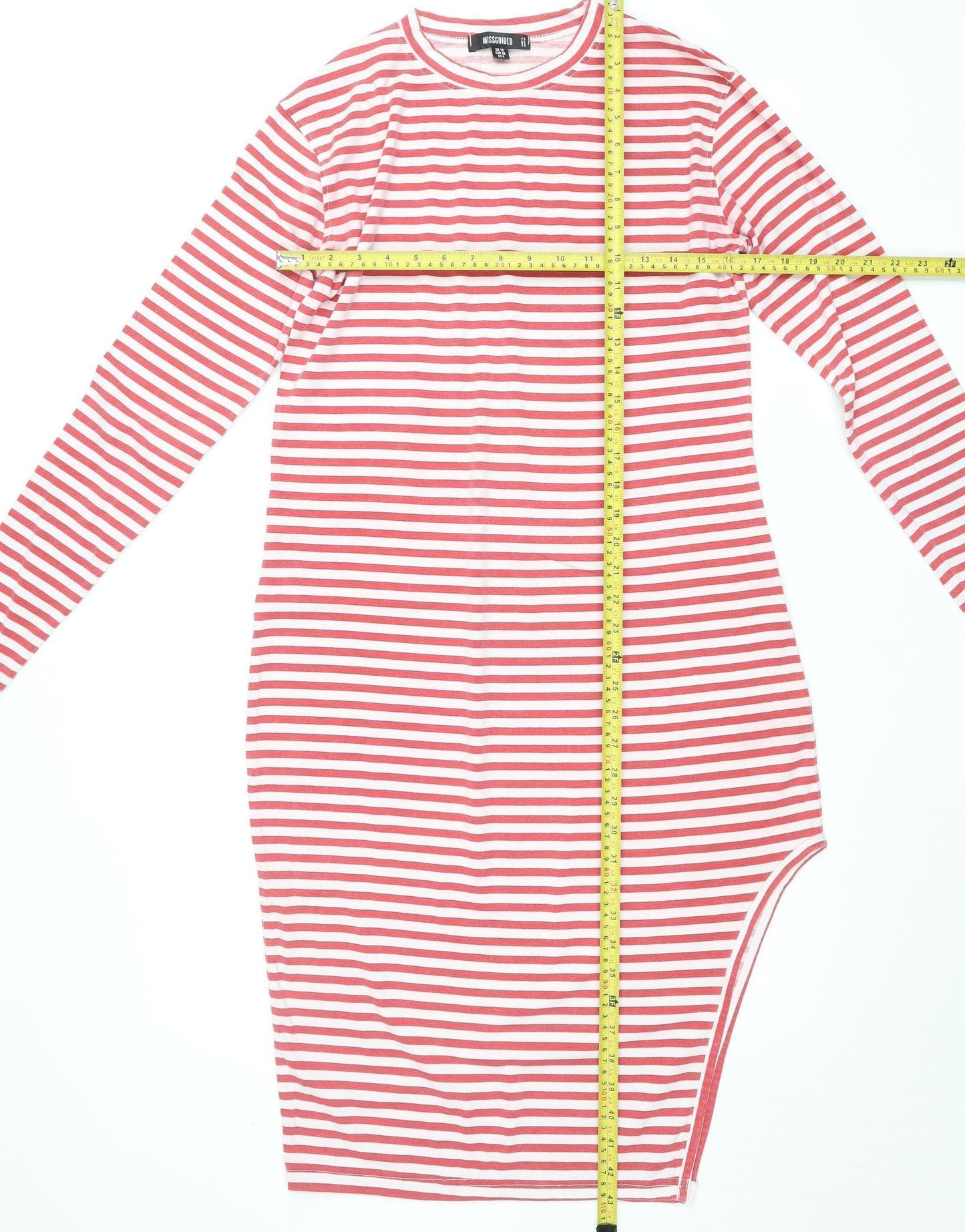 Missguided Women’s Red Striped Bodycon Jersey Dress Size 10