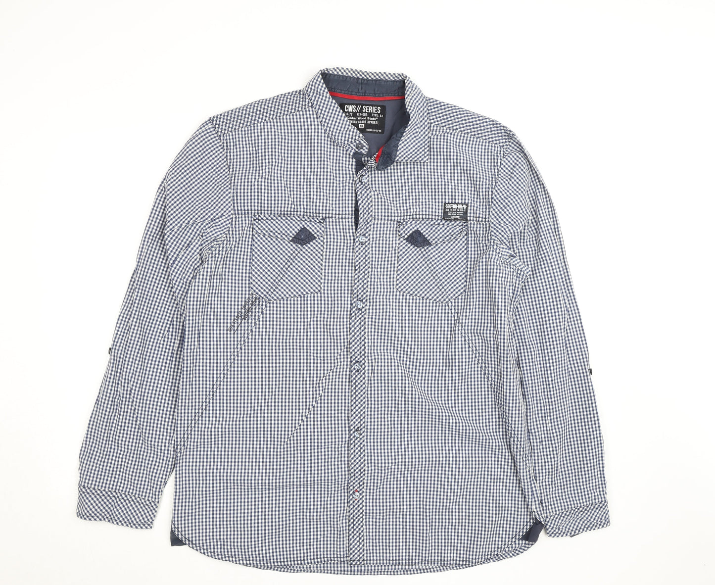 Cedar Wood State Men's Blue Check Button-Up Long Sleeve Shirt XL