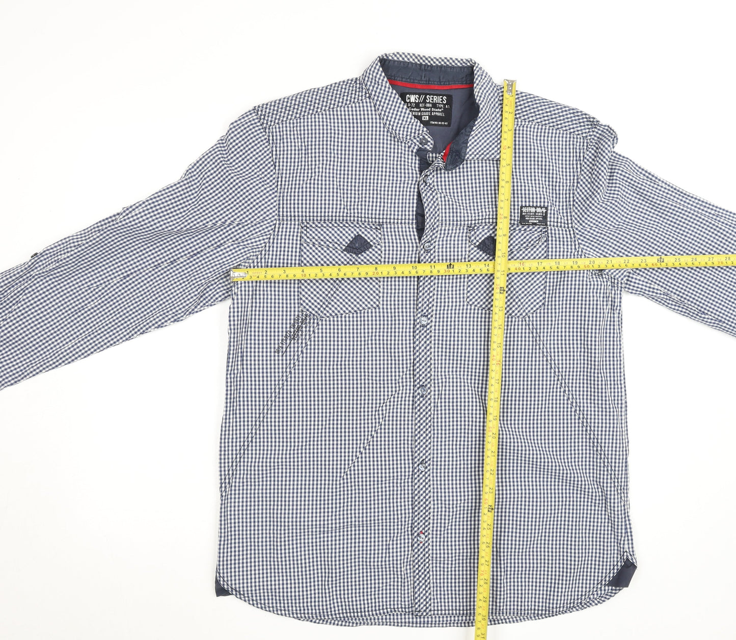 Cedar Wood State Men's Blue Check Button-Up Long Sleeve Shirt XL