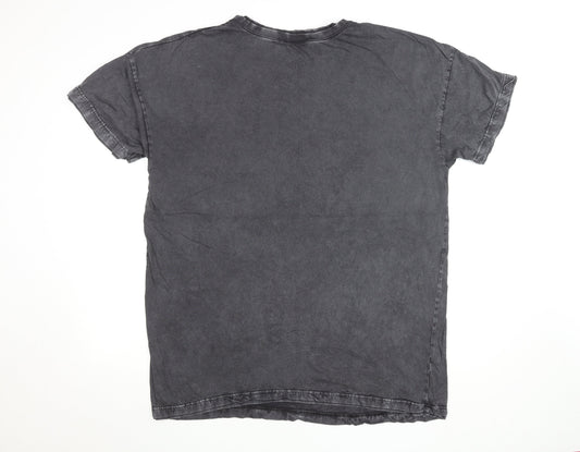 Liquor n Poker Mens Black Graphic Rock T-Shirt Size L 100% Cotton