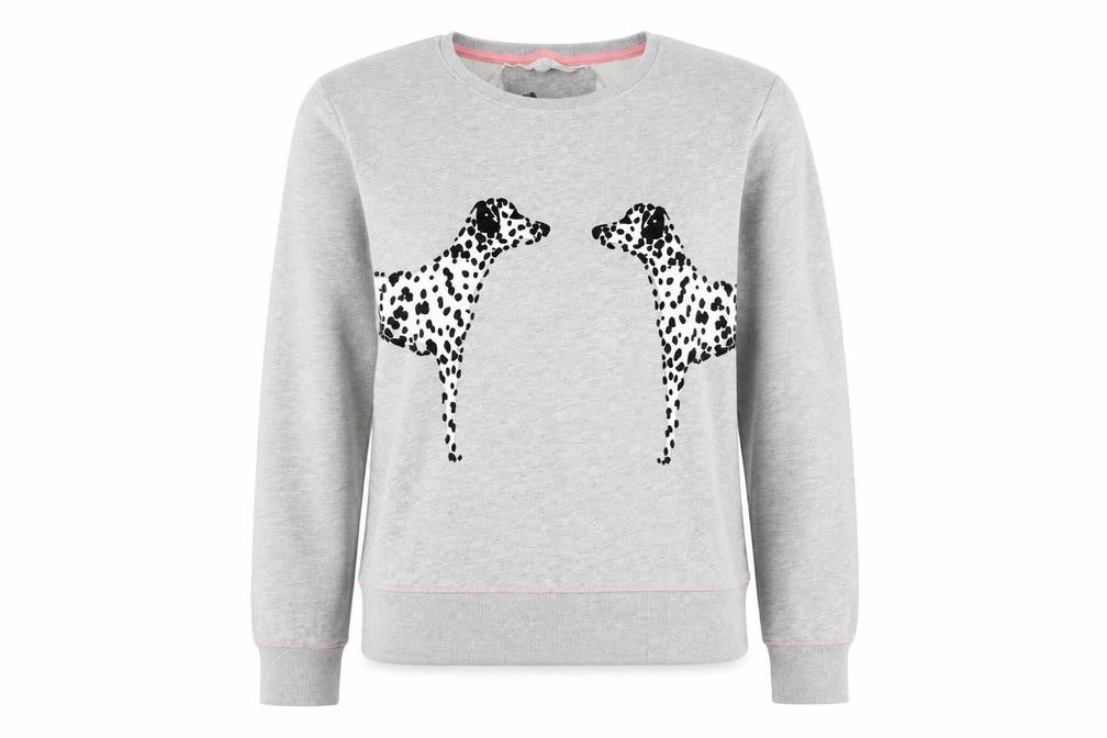 Next Girls Grey Dalmatian Print Sweatshirt Size 10 Crew Neck
