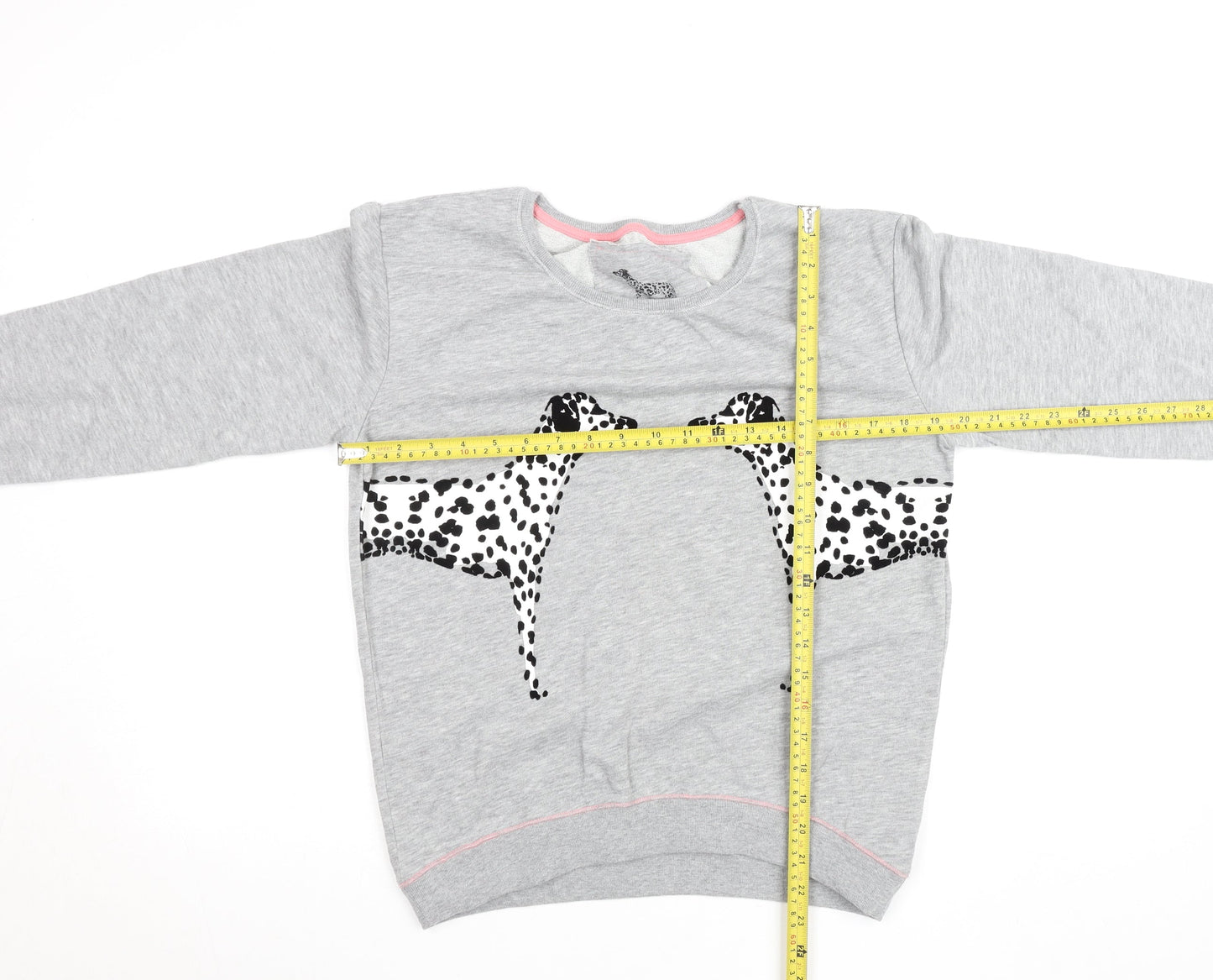 Next Girls Grey Dalmatian Print Sweatshirt Size 10 Crew Neck