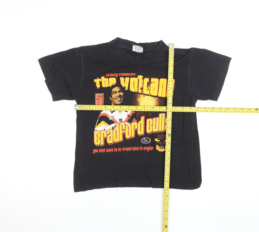 SuperOz Boys Black Bradford Bulls Rugby Graphic T-Shirt 6-7 Years