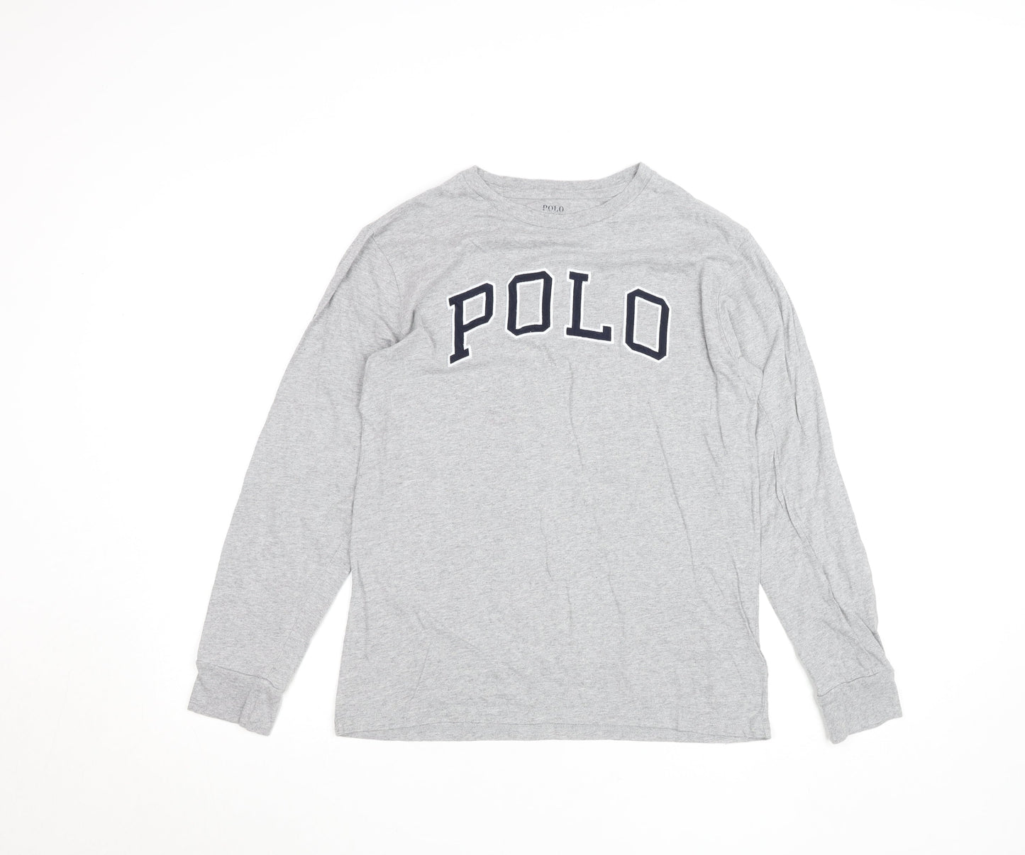 Ralph Lauren Women's Grey Long Sleeve Cotton Logo T-Shirt L