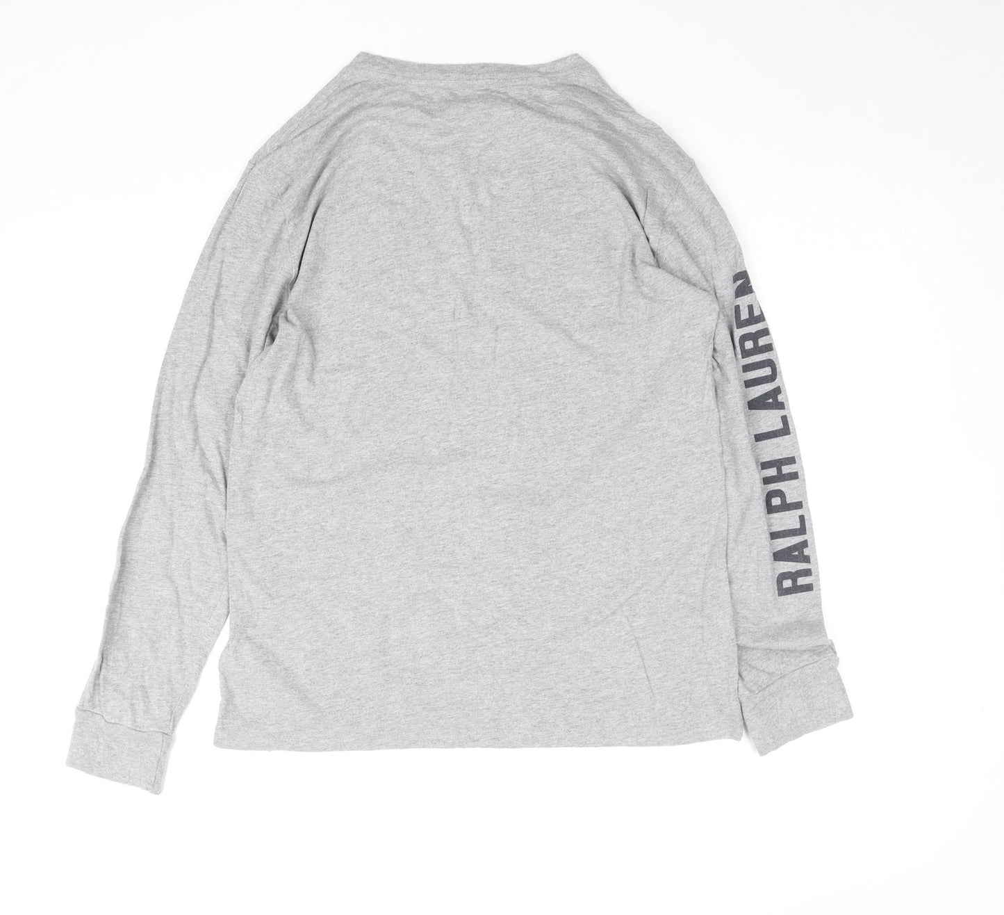 Ralph Lauren Women's Grey Long Sleeve Cotton Logo T-Shirt L