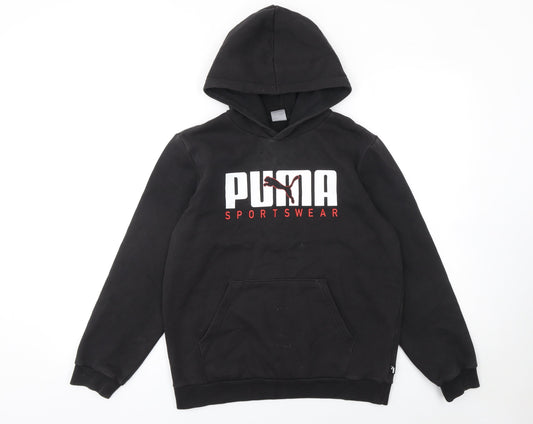 Puma Boys Black Pullover Hoodie 13-14 Years Graphic Sportswear