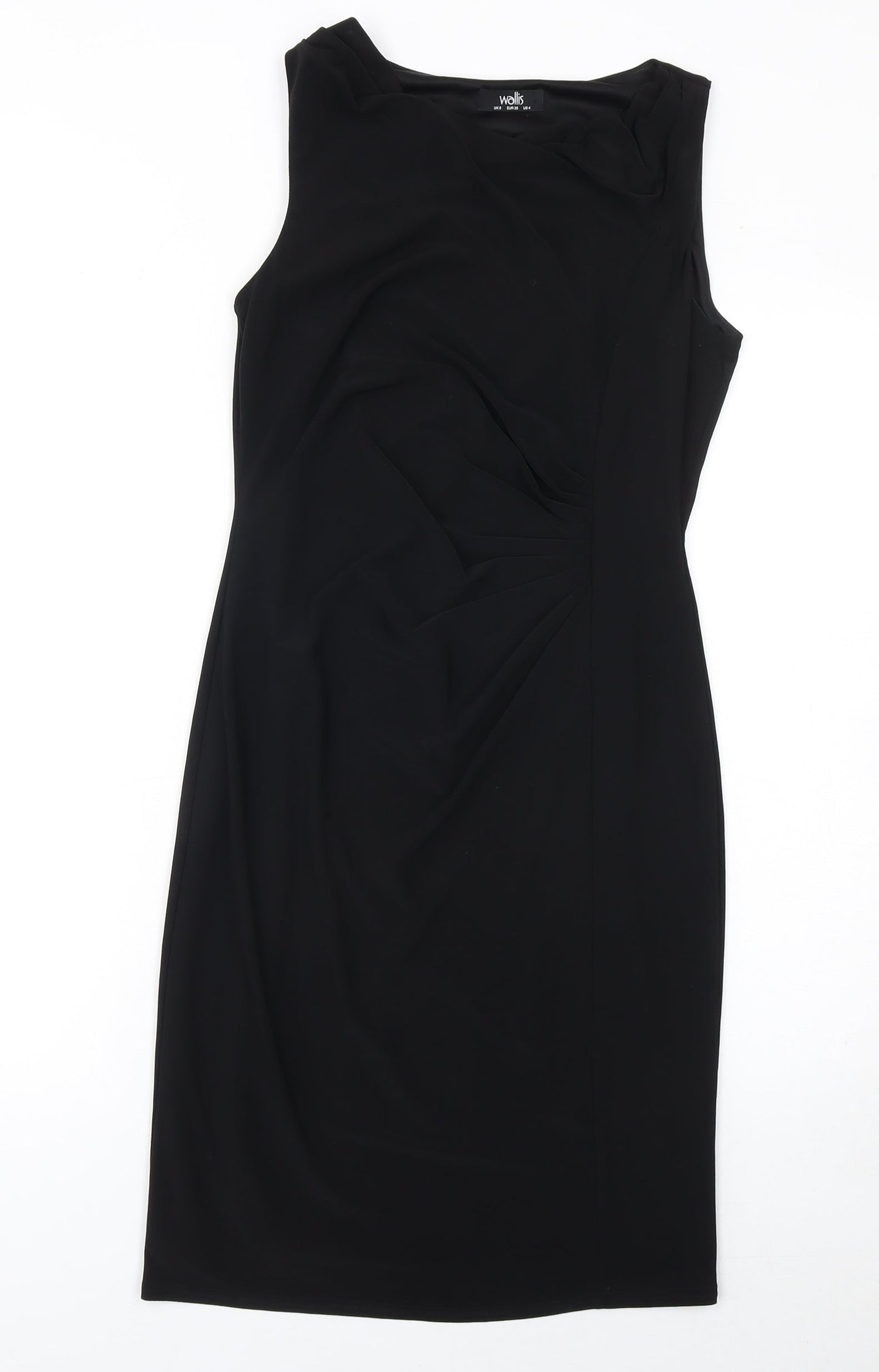 Wallis Women's Black Size 8 Sleeveless Sheath Knee Length Dress