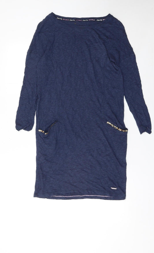 Superdry Women Blue Sequin Pocket Shift Dress Size S