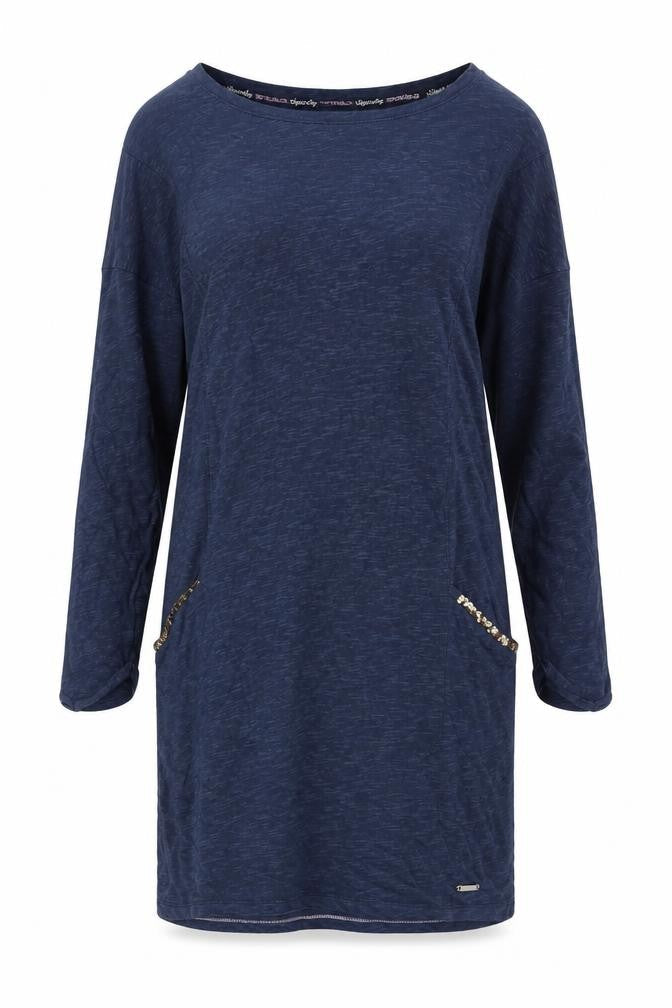 Superdry Women Blue Sequin Pocket Shift Dress Size S