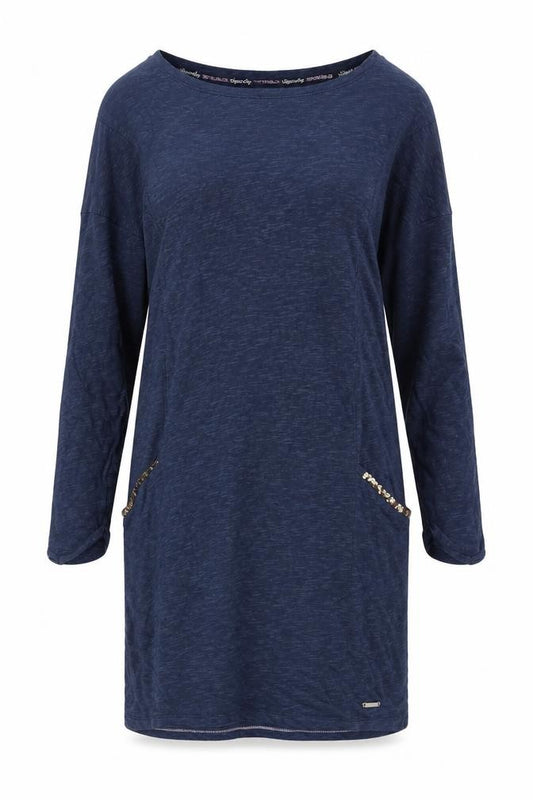Superdry Women Blue Sequin Pocket Shift Dress Size S