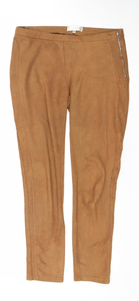 Redial Women’s Brown XL Skinny Stretch Trousers with Ankle Zip