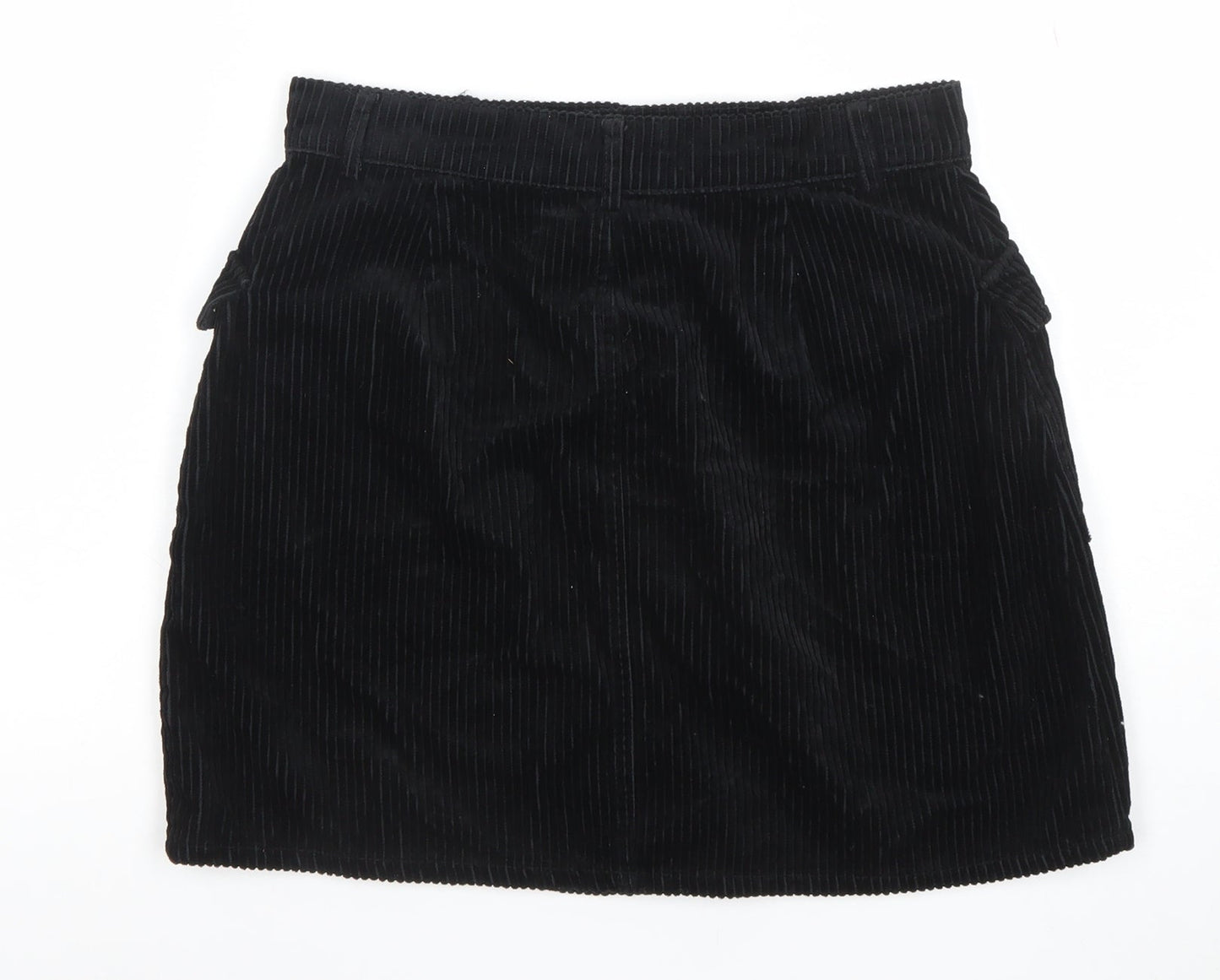 Primark Women Black Corduroy A-Line Short Skirt Size 10