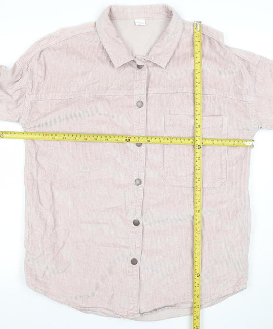 Next Girls Beige Corduroy Button-Up Shirt 12 Years 100% Cotton