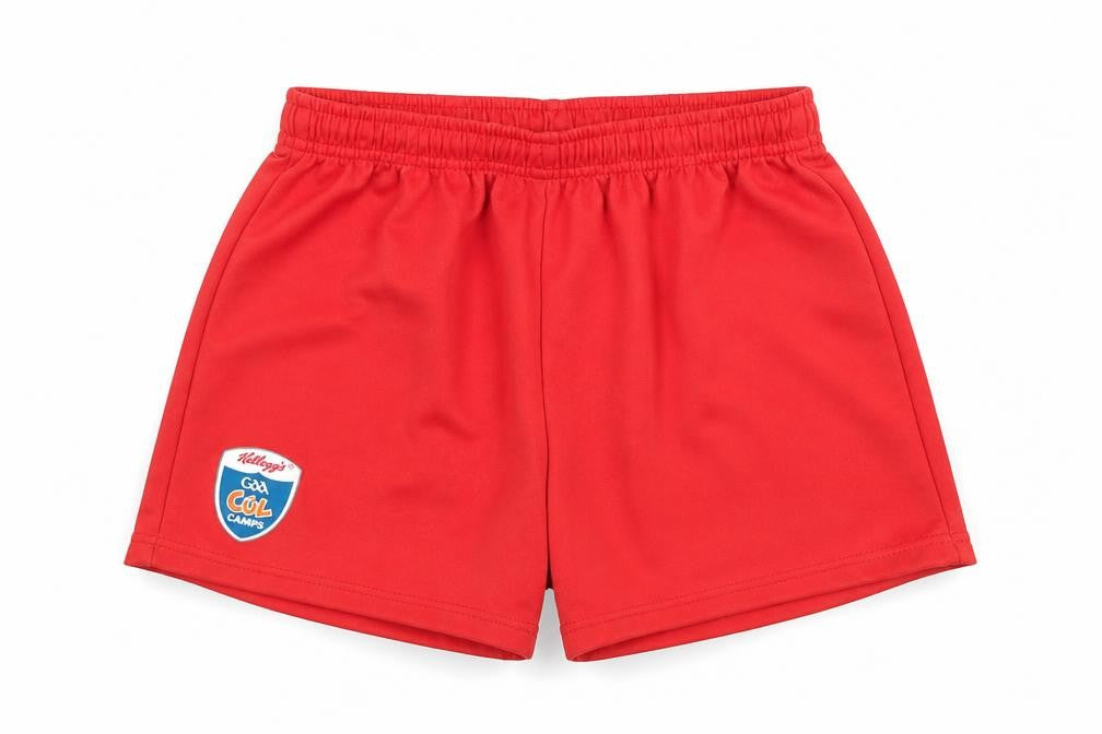 Front view of O’Neills boys’ red athletic sports shorts 4 years polyester elastic waist