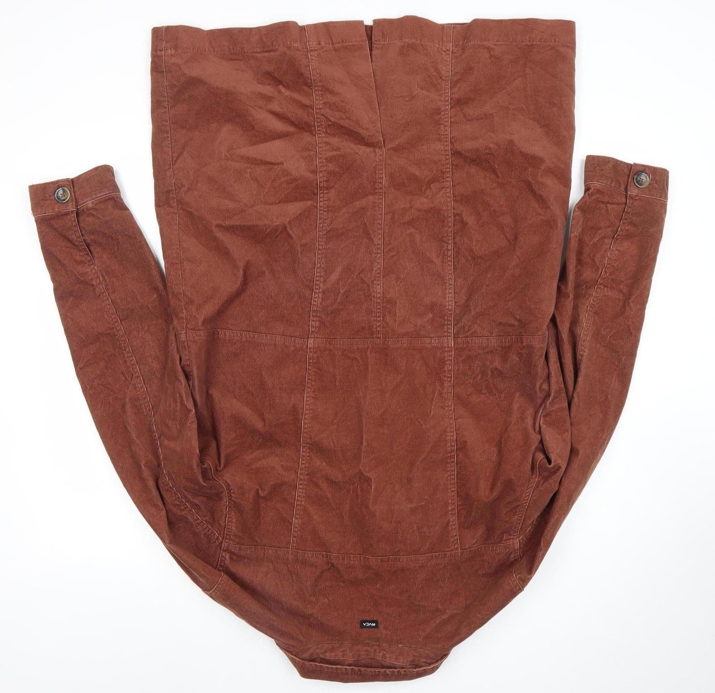 RVCA Women’s Brown Corduroy Overcoat Size 12 Button Long Jacket