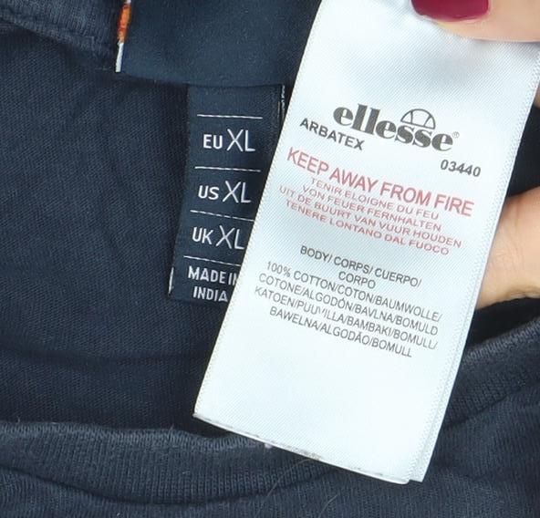 Ellesse Men's Blue XL Colourblock Logo Crew Neck T-Shirt