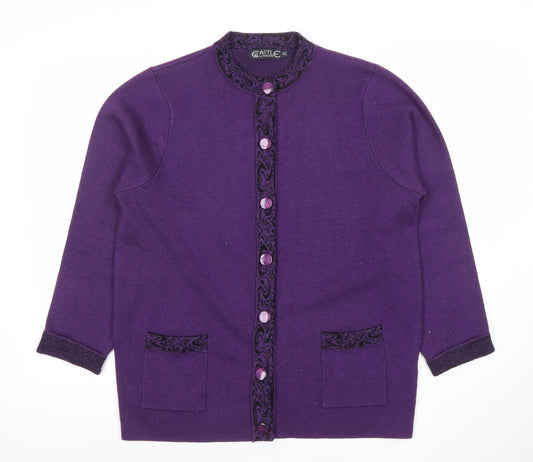Castle of Ireland Women's Purple Wool Blend Button Cardigan Size L