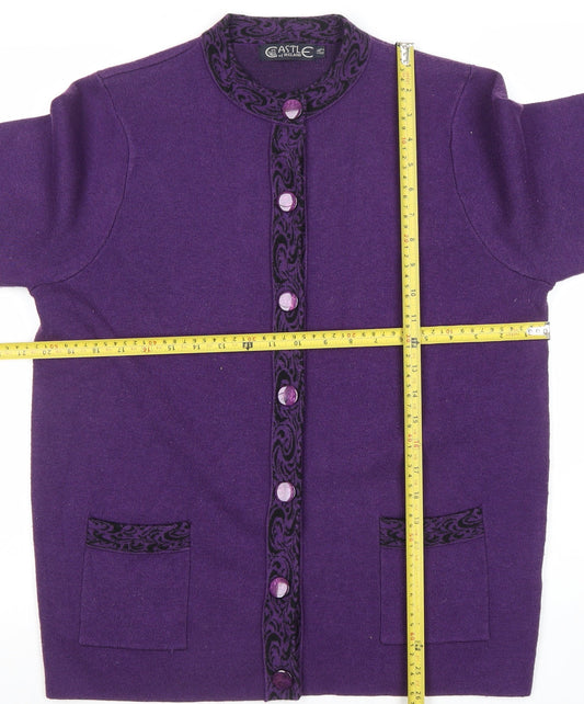 Castle of Ireland Women's Purple Wool Blend Button Cardigan Size L