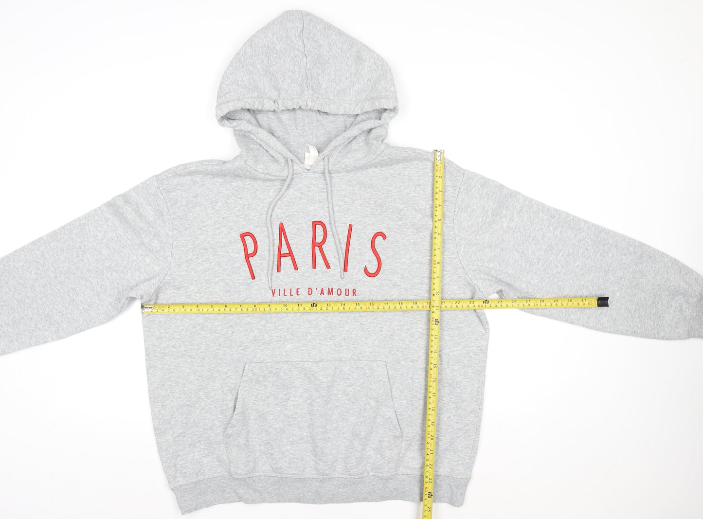 H&M L.O.G.G Women Grey Paris Print Pullover Hoodie Size M