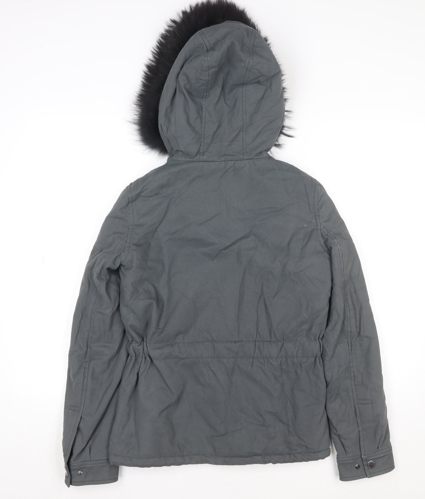 Harmont & Blaine Womens Grey Cotton Belted Parka Jacket Size 12
