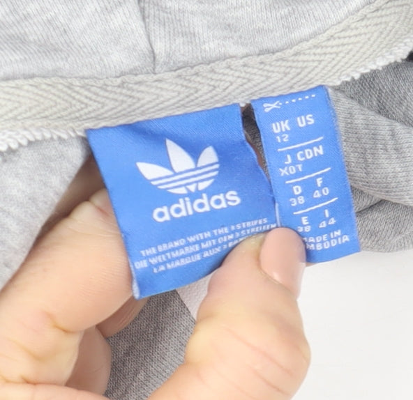 Womens UK 12 Regular adidas Grey Pullover Hoodie