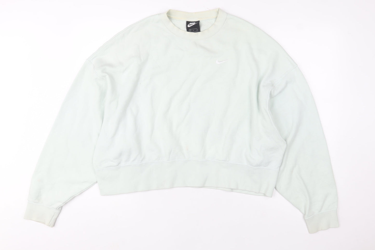 Nike Women's Beige Pullover Sweatshirt Small Logo Crew Neck