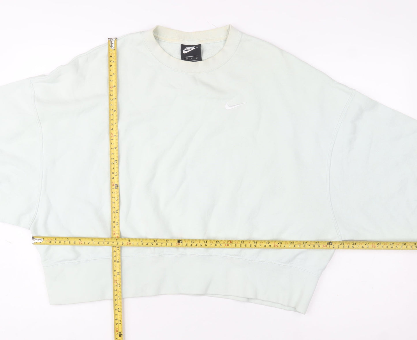 Nike Women's Beige Pullover Sweatshirt Small Logo Crew Neck